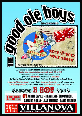 Vintage Night: Rock'n'Roll - Surf - Rockabilly con Good Ole Boys in concerto + dj set con  Attilio Capilli, Franz Lenti, Ciro Merode, Sabrina Morea, Lello Santoro e David Strauss