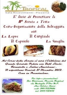 Serata a Tema: Cena Degustazione della Selvaggina