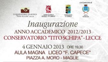 Cerimonia d’Inaugurazione dell’Anno Accademico 2012 – 2013 del Conservatorio “Tito Schipa” a Maglie