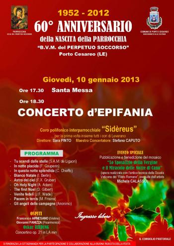60° Anniversario Della Nascita Della Parrocchia di Porto Cesareo. concerto D'epifania