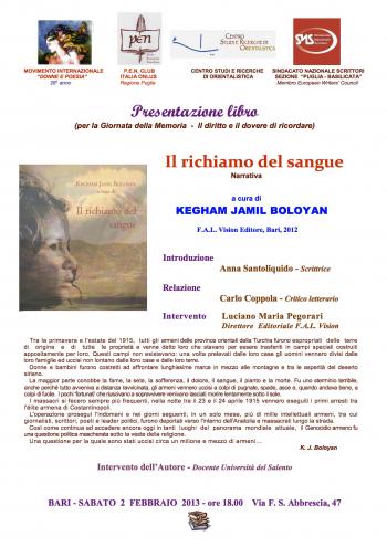 Il Richiamo del Sangue, a cura di Kegham J. Boloyan