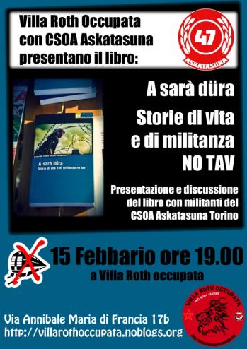 Presentazione del libro  "A sarà düra. Storie di vita e di militanza no tav" 