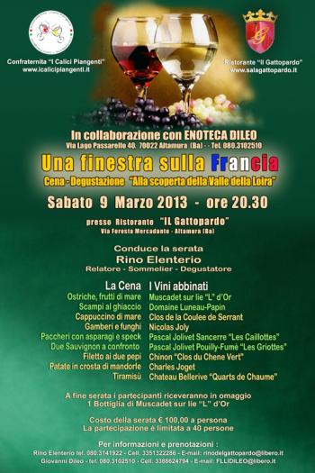 Altamura: le grandi voci del settore per una serata all'insegna dei vini francesi della Loira e...dell'Arte Enoica!