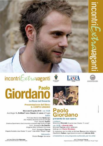 Paolo Giordano, l’autore de La solitudine dei numeri primi, incontra il pubblico