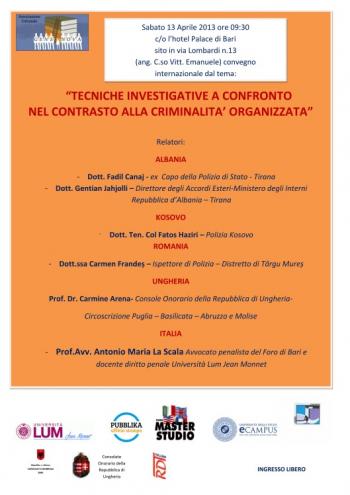 Tecniche Investigative a Confronto Nel Contrasto Alla Criminalita' Organizzata - Convegno Internazionale 