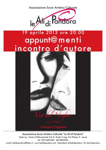 Incontro d'autore per Via del Ninfeo. Un’estate di Maryros Faggiano 