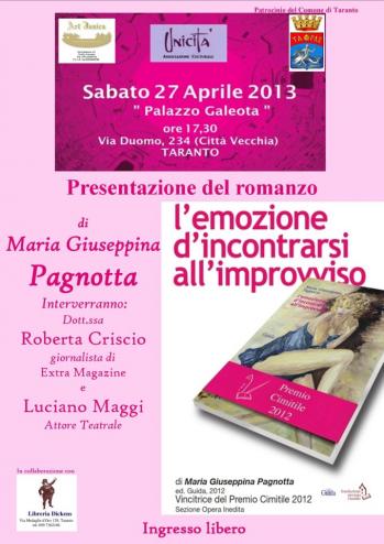 Presentazione del libro della scrittrice Maria Giuseppina Pagnotta "L'emozione di incontrarsi all'improvviso"