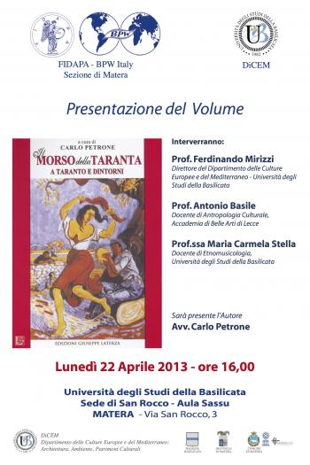 Presentazione del libro Il morso della taranta a Taranto e dintorni 