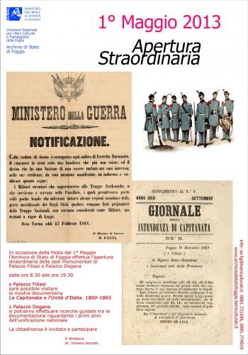 Apertura straordinaria dell’Archivio di Stato di Foggia