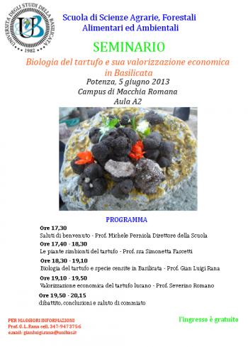 Seminario sulla biologia del tartufo e suo sviluppo economico in Basilicata