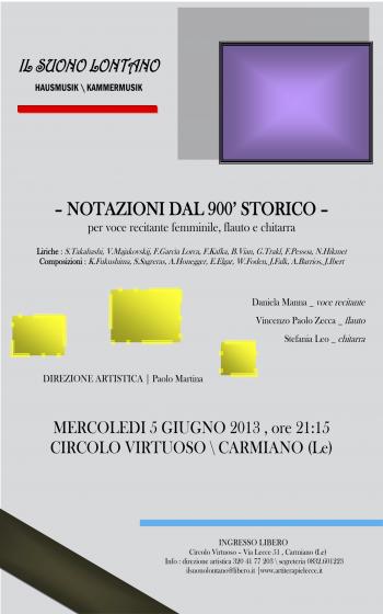Notazioni dal '900 Storico - Concerto Per Voce Recitante Femminile, Flauto e Chitarra