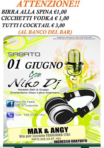 Karaoke,balli di Gruppo e Dopo la Mezzanotte Disco Bar