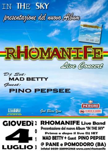 Rhomanife Band, Presentazione live cd in The Sky Spiaggia Bar Paneepomodoro di Bari