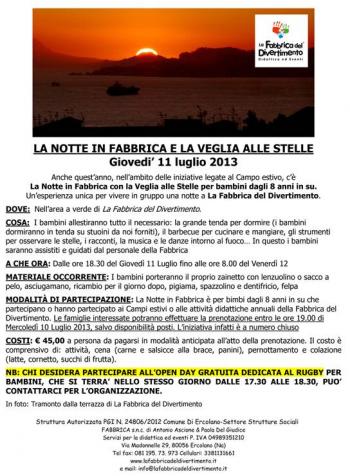 La Notte in Fabbrica con la Veglia alle Stelle