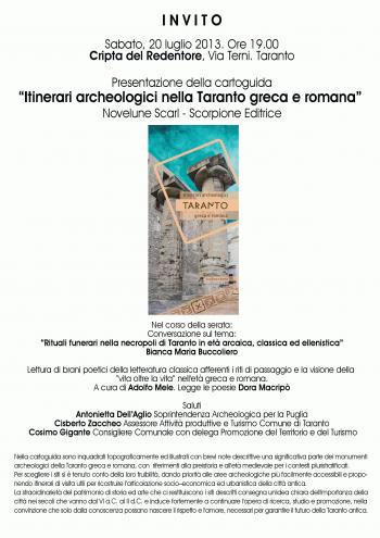 Itinerari archeologici nella Taranto greca e romana- presentazione della cartaguida