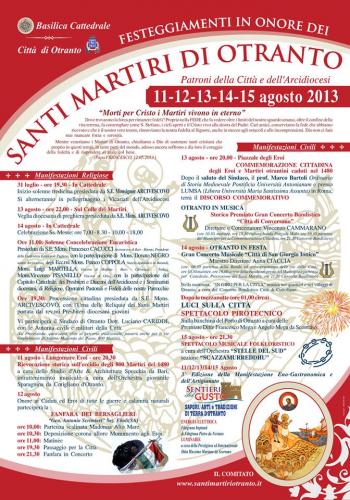 Festa dei Ss. Martiri di Otranto - il programma
