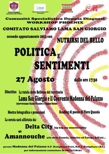 Politica e Sentimenti: dibattito, reading di poesie e mostre con i Delta City e gli Ammanouche in concerto