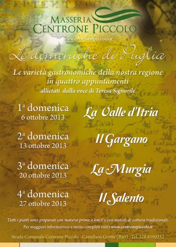 Le domeniche di Puglia, le varietà gastronomiche della nostra regione in quattro appuntamenti