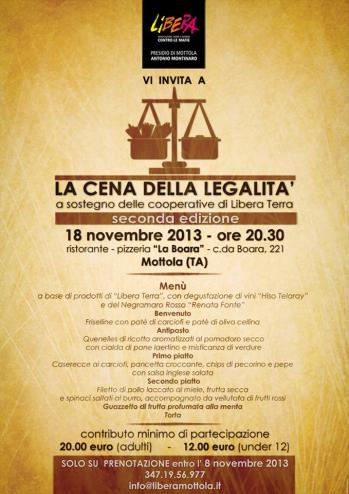 Prenotazioni per La Cena Della Legalita'