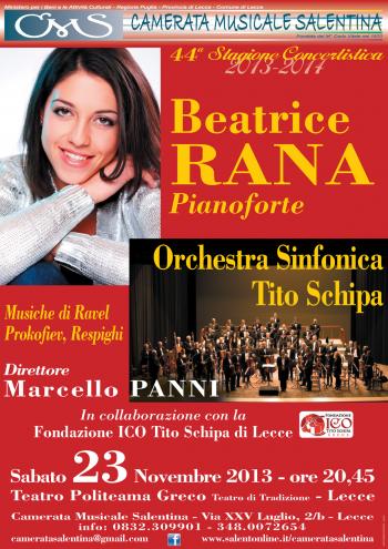 CMS 3°. Beatrice Rana, pf, e Orchestra Sinfonica Tito Schipa