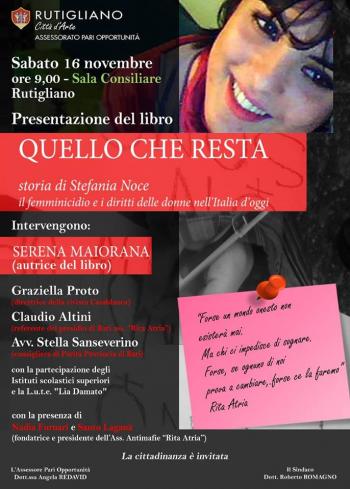Presentazione del libro di Serena Maiorana Quello che resta - Storia di Stefania Noce. Il femminicidio e i diritti delle donne nell’Italia d’oggi