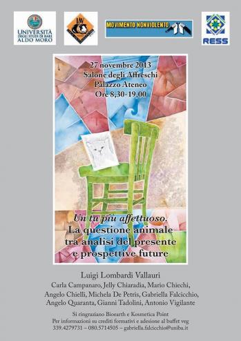 Convegno: Un Tu più affettuoso. La questione animale tra analisi del presente e prospettive future.