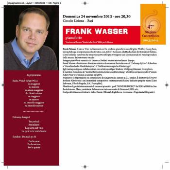 Il pianista Frank Wasser in concerto