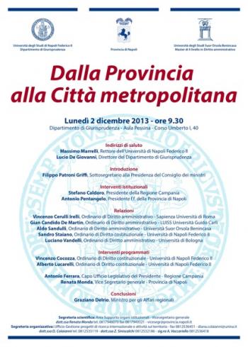 Convegno “Dalla Provincia alla Città Metropolitana”