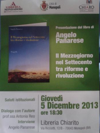 Presentazione del libro "Il Mezzogiorno nel Settecento tra riforme e rivoluzione" di Angelo Panarese