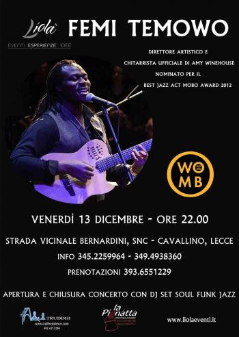 Femi Temowo: il chitarrista di Amy Winehouse in concerto al Womb