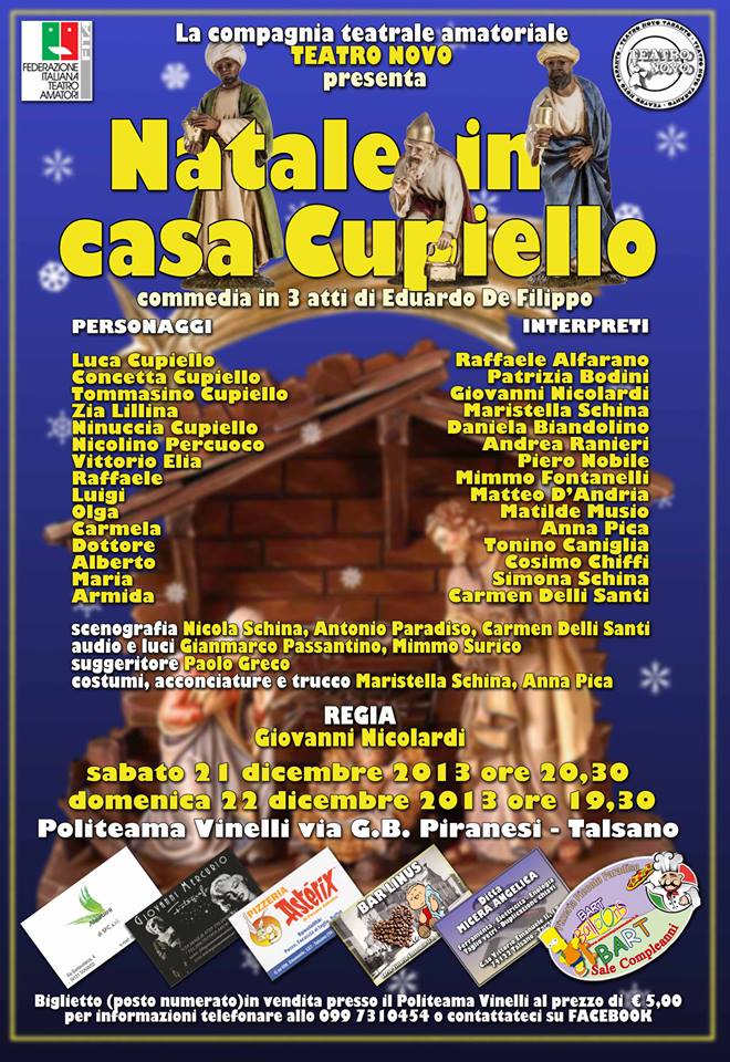 Natale in Casa Cupiello di E. De Filippo Talsano il Tacco di Bacco Natale in Casa Cupiello di E. De Filippo Talsano il Tacco di Bacco
