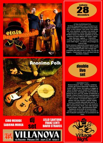 Vintage Night 3.0 con Etnia Supersantos + Anonima Folk in concerto (double live set) + Vintage Crew dj set