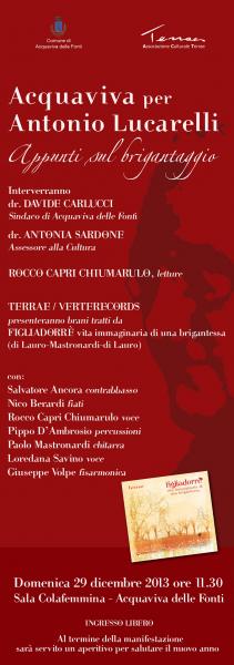 Acquaviva per Antonio Lucarelli, presentazione dell'album FIGLIADORRÈ
