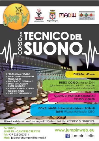 Laboratorio di Tecnico del Suono 5° Edizione – Marzo 2014