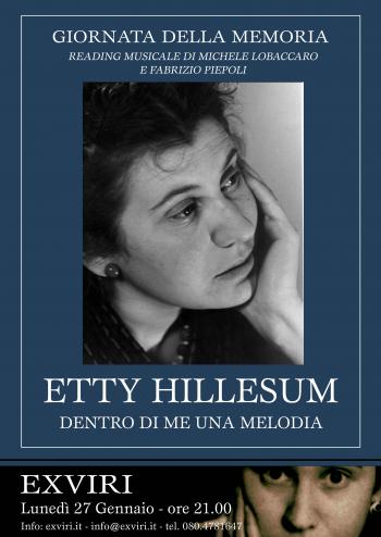 Giorno della Memoria – Reading musicale ‘’Etty – Dentro di me una melodia’’ di M.Lobaccaro e F.Piepoli
