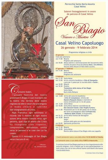 Solenni festeggiamenti in onore del patrono di Casal Velino: San Biagio