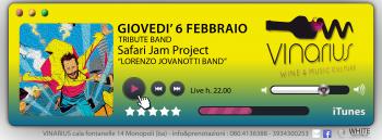 Giovedi 6 febbraio sul palco del Vinarius la tribute band di Jovanotti "Safari Jam Project"