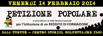 Presentazione Petizione Popolare per il Reddito di Formazione a Molfetta