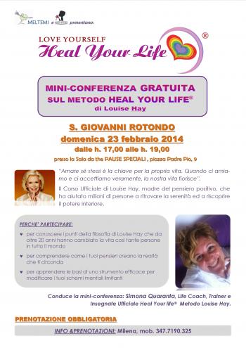 Mini-conferenza gratuita “HEAL YOUR LIFE®” (Puoi guarire la tua vita) - metodo Louise Hay