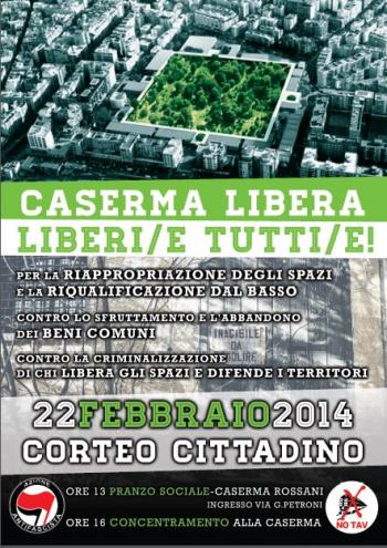 Corteo Cittadino Caserma Libera, Liberi Tutti