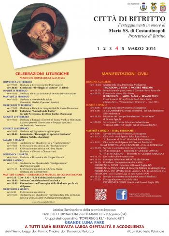 Festa Patronale in onore di Maria SS. di Costantinopoli 2014