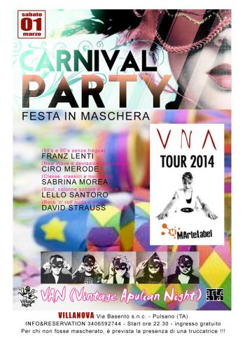 Carnival Party - festa in maschera con Marzia Stano aka Una in concerto (Martelabel) + Franz Lenti, Ciro Merode, Sabrina Morea, Lello Santoro e David Strauss dj set