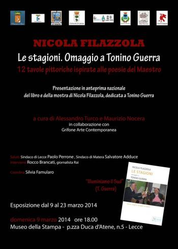 Nicola Filazzola - Le Stagioni. Omaggio a Tonino Guerra. 12 Tavole pittoriche ispirate alle poesie del Maestro
