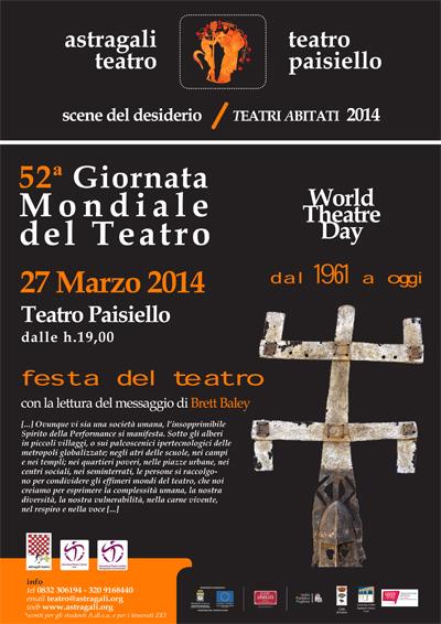 In tutto il mondo si celebra la Giornata Mondiale del Teatro - a Lecce con Astragali al Teatro Paisiello