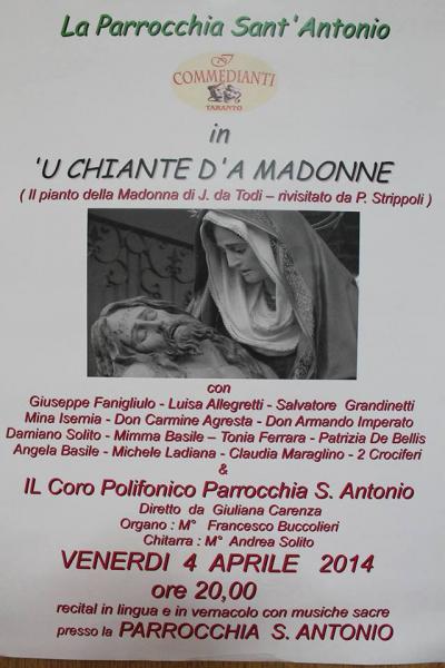 'U CHIANTE D'A MADONNE (Il pianto della Madonna di J. Da Todi-rivisitato da Pasquale Strippoli)