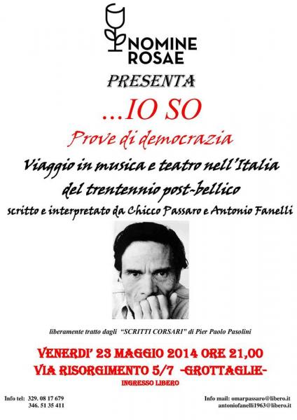 Lettura di poesie di Pier Paolo Pasolini e spazio alla cultura!