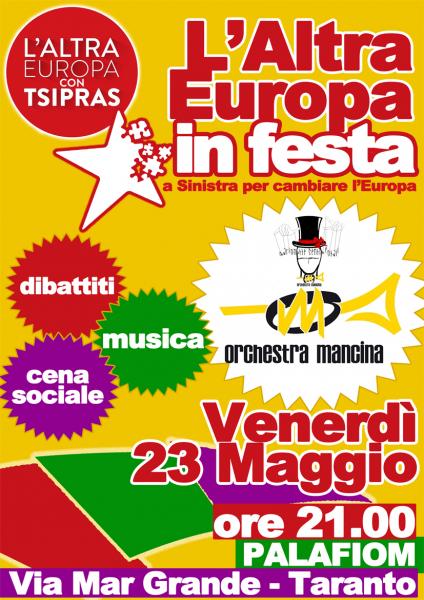 L'Altra Europa in festa con l'Orchestra Mancina