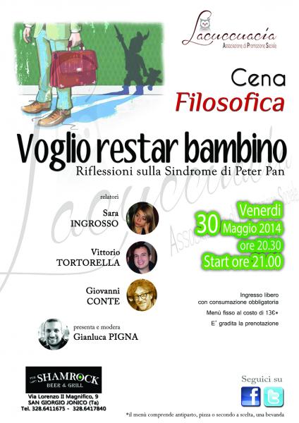 Cena Filosofica: "Voglio restar bambino: Riflessioni sulla Sindrome di Peter Pan"