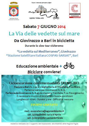 Sabato 7 giugno 2014 cicloescursione “La via delle vedette sul mare, educazione ambientale in bicicletta”.
