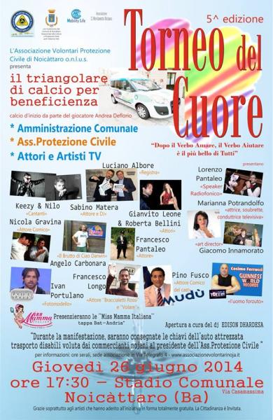 L'attrice Marianna Pontrandolfo presenterà,La quinta edizione del Torneo del cuore: Tanti gli artisti televisivi che interverranno all'evento.
